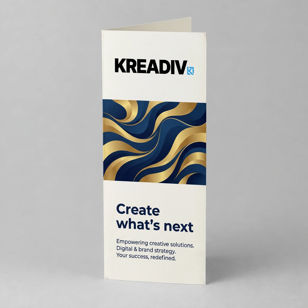 Tri-Fold Brochures example with the Kreadiv logo