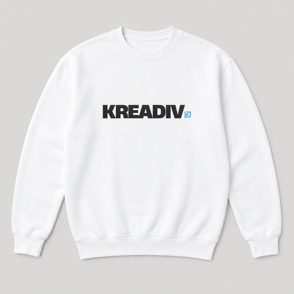 Crewneck Sweatshirts with the Kreadiv logo, Direct to garment (DTG)