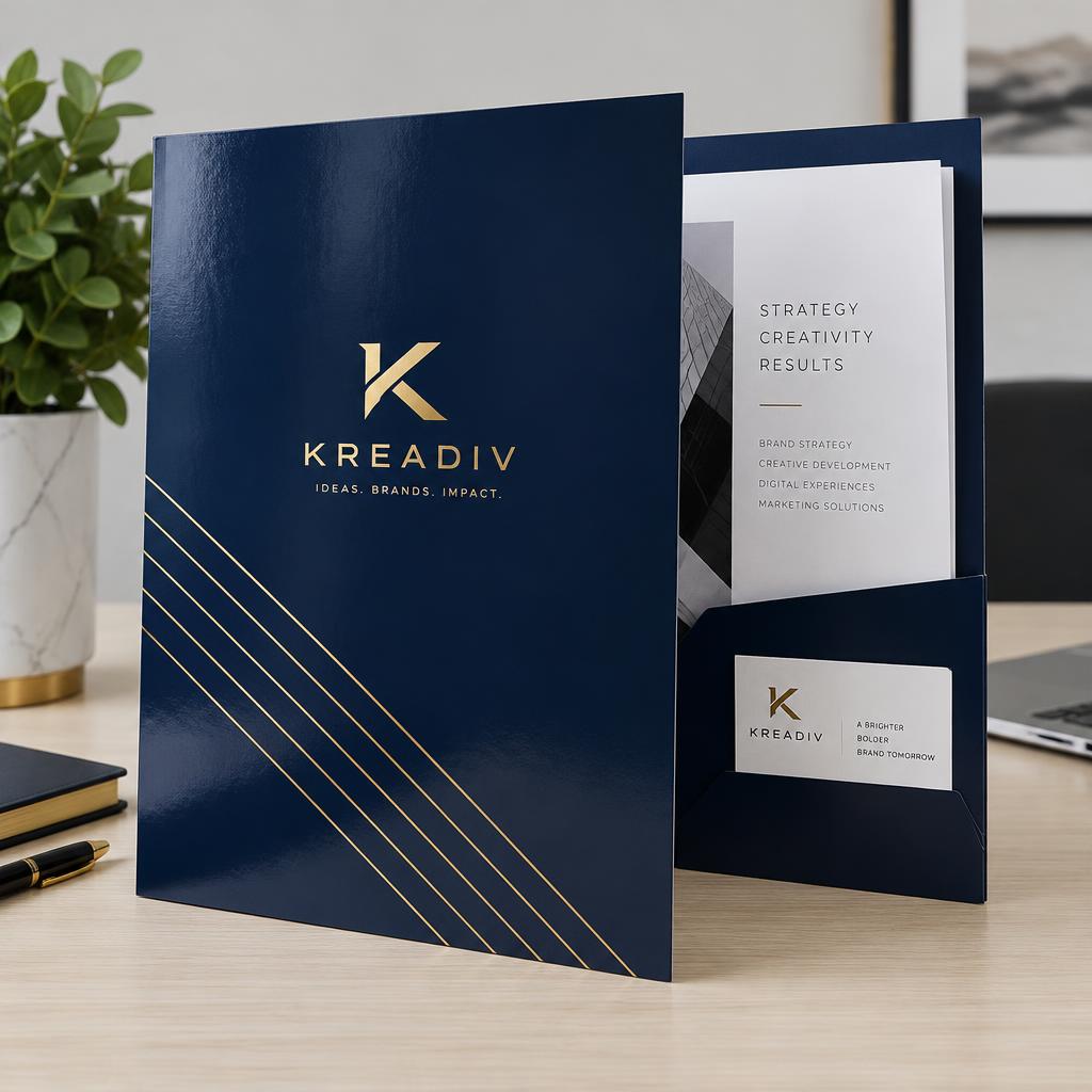Presentation Folders example with the Kreadiv logo