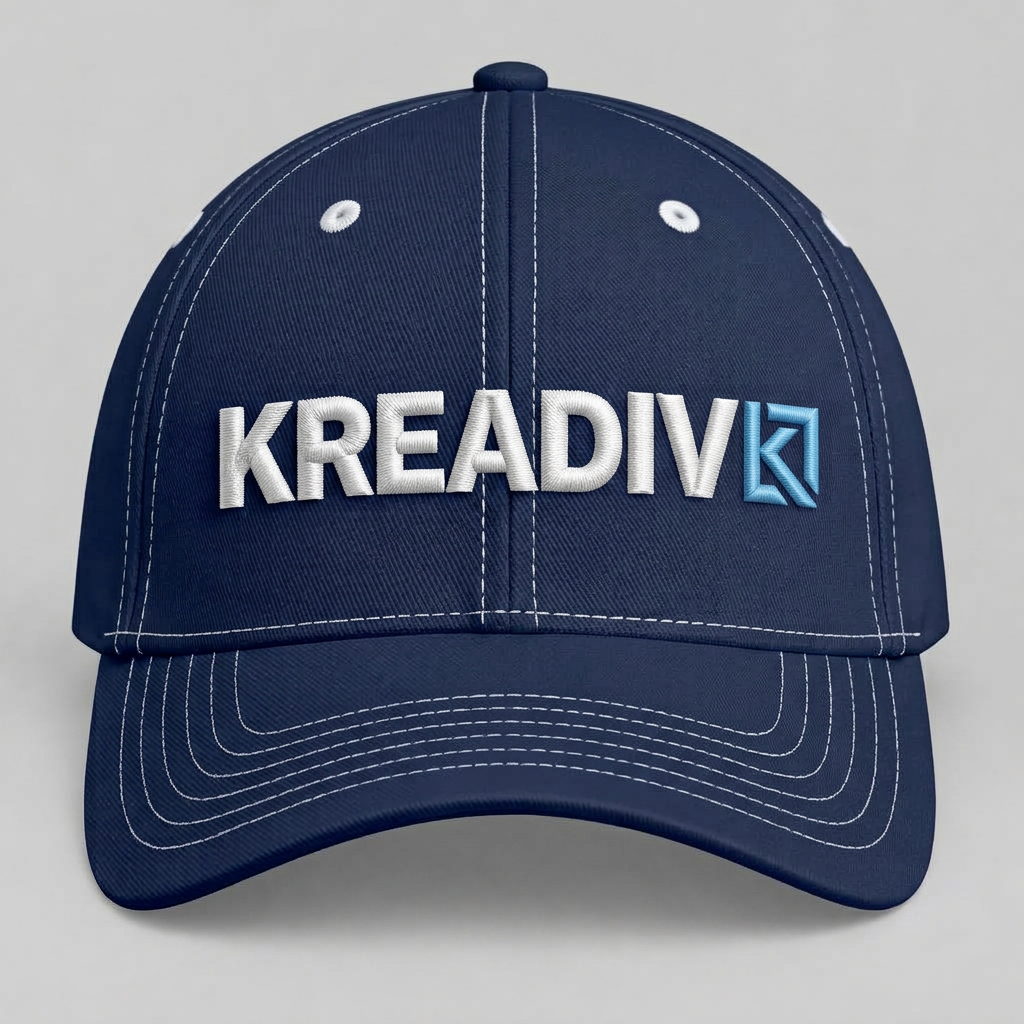 Embroidered Hats example with the Kreadiv logo