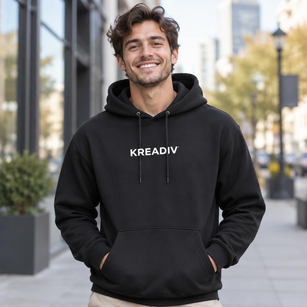 Basic Hoodie example with the Kreadiv logo
