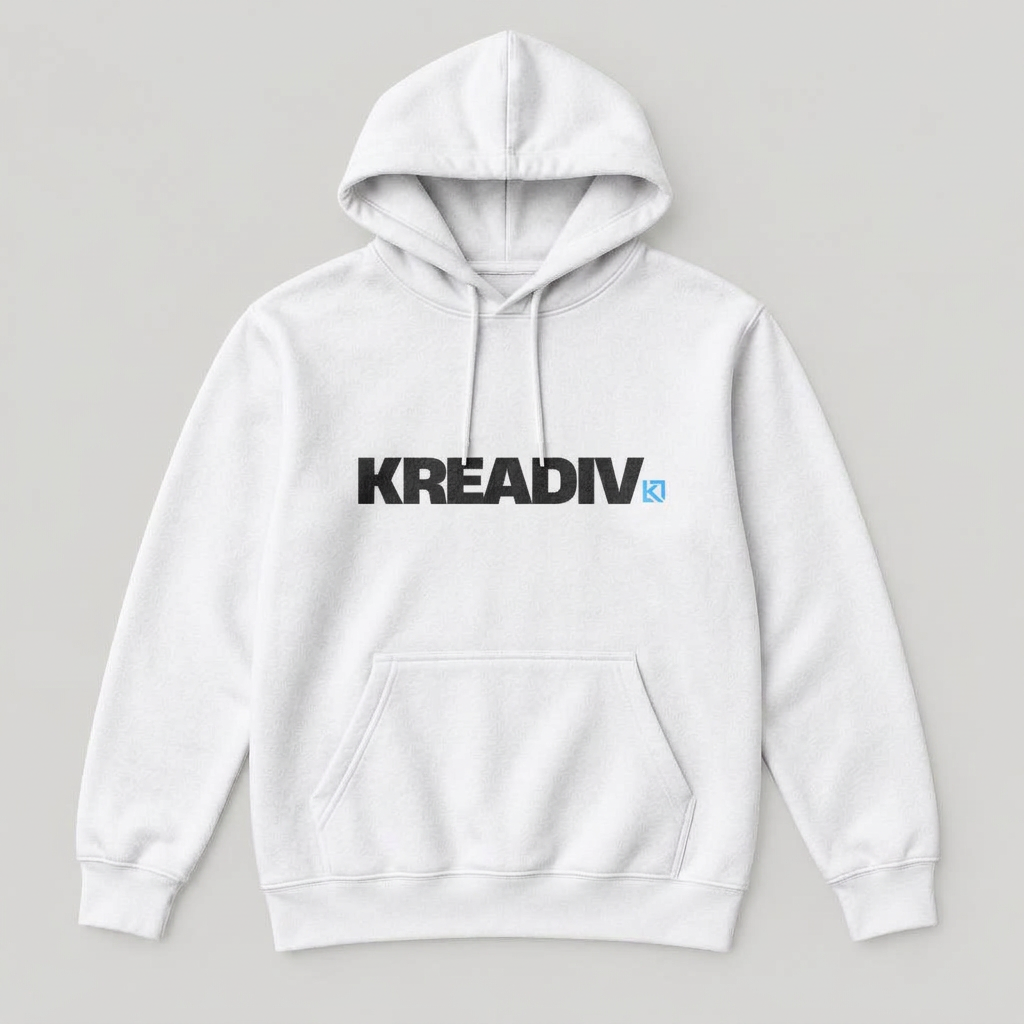 Basic Hoodie with the Kreadiv logo, Direct to garment (DTG)