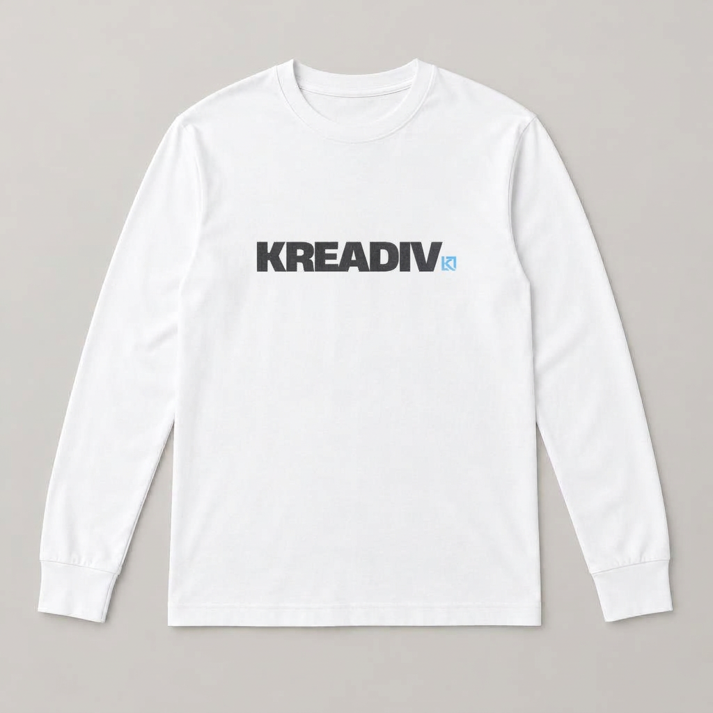 Long-Sleeve T-Shirt with the Kreadiv logo, Direct to garment (DTG)
