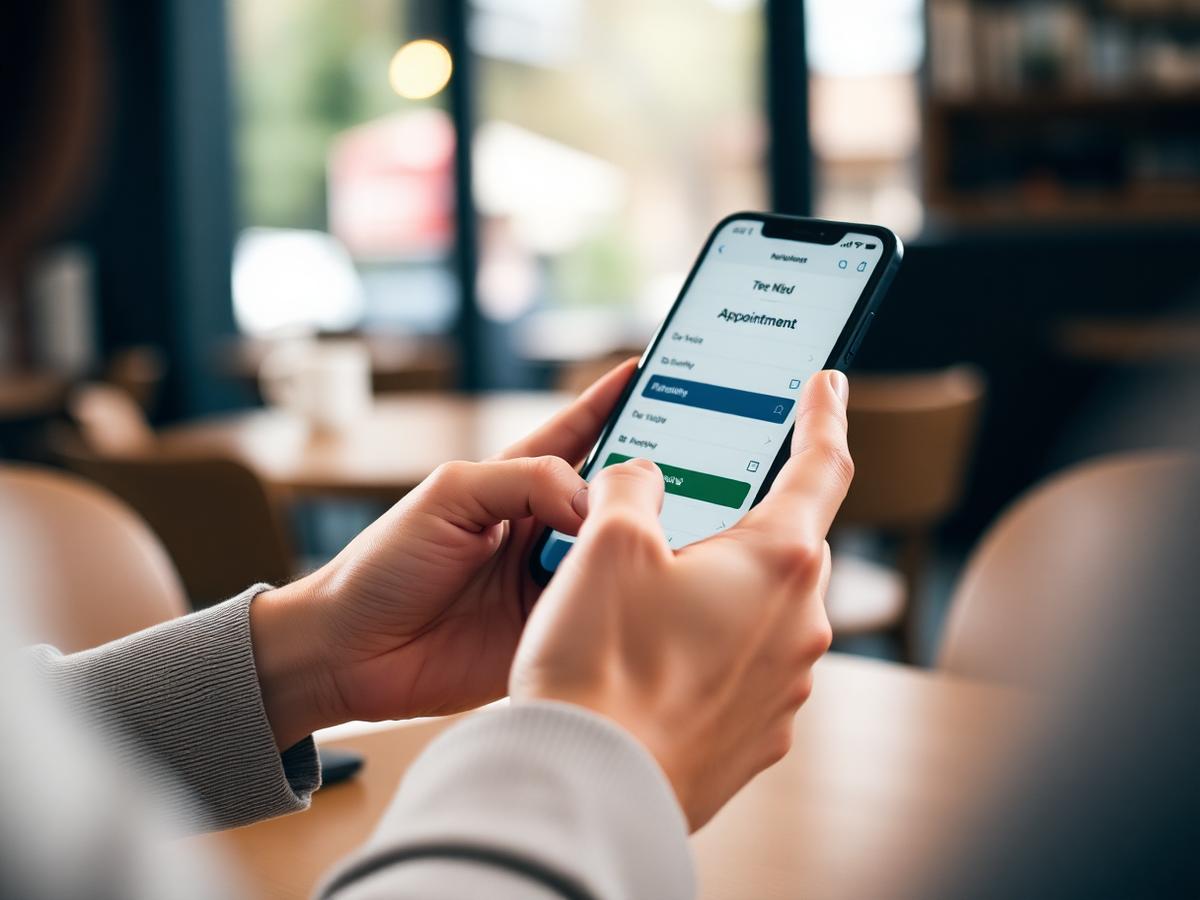 A customer booking an appointment on their phone