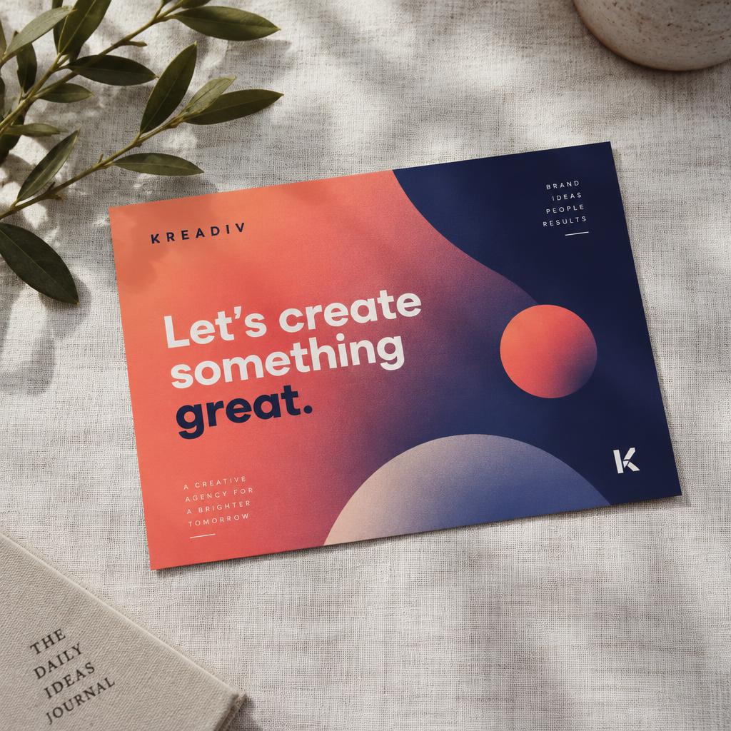 Postcards & Mailers example with the Kreadiv logo