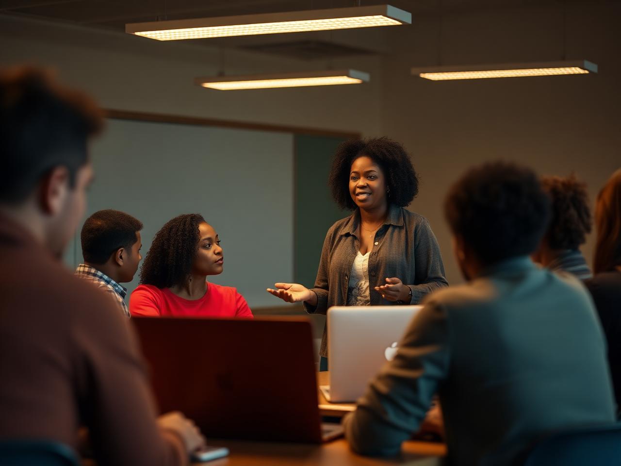 Instructor leading a hands-on training workshop for adult students