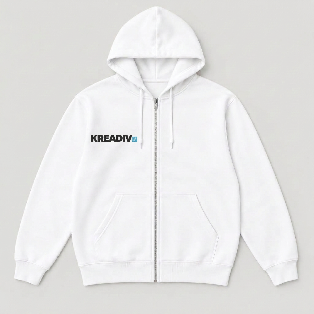 Zip-Up Hoodies with the Kreadiv logo, Direct to garment (DTG)